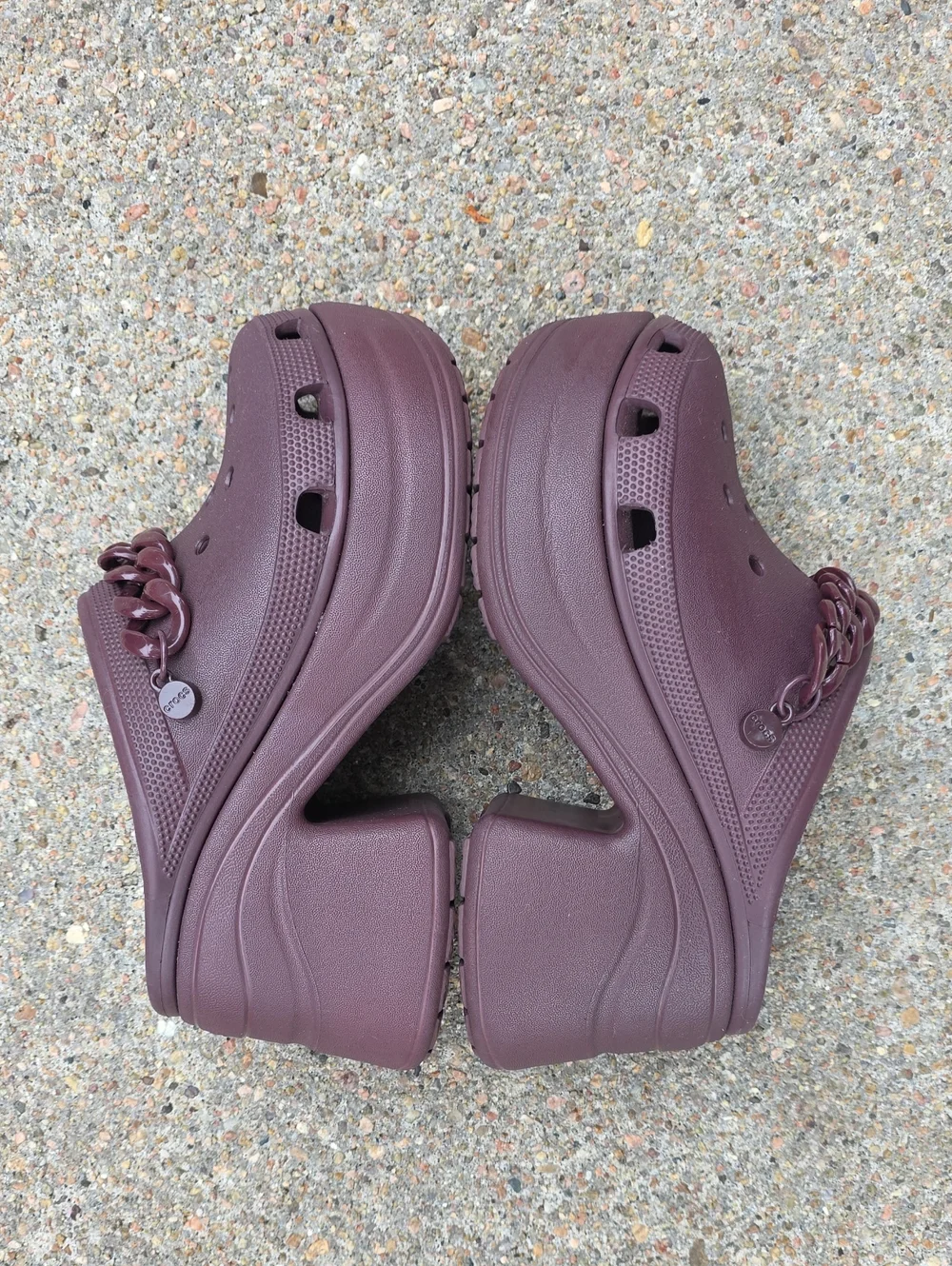 Crocs Siren Chain Platform Chunky Dark Cherry Clogs Size 8